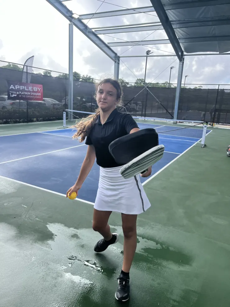 Ruby on a pickleball court